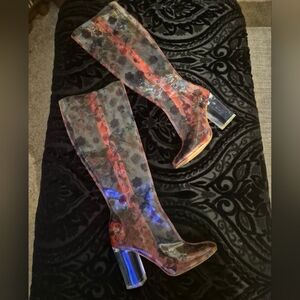 Katy Perry Floral Transparent Knee-High Boots